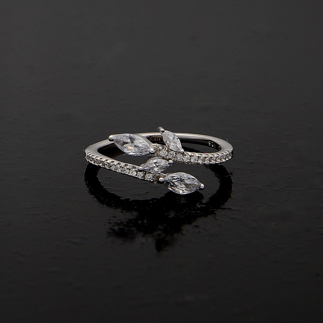 Sterling Silver 925 Open Crossover Ring - FKJRNSL10969
