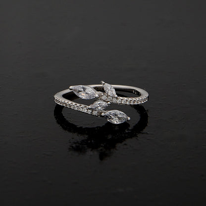 Sterling Silver 925 Open Crossover Ring - FKJRNSL10969
