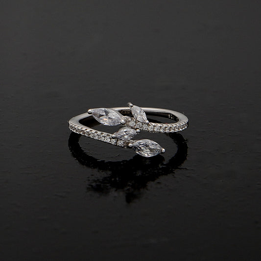 Sterling Silver 925 Open Crossover Ring - FKJRNSL10969