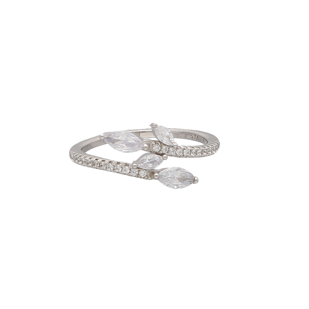 Sterling Silver 925 Open Crossover Ring - FKJRNSL10969