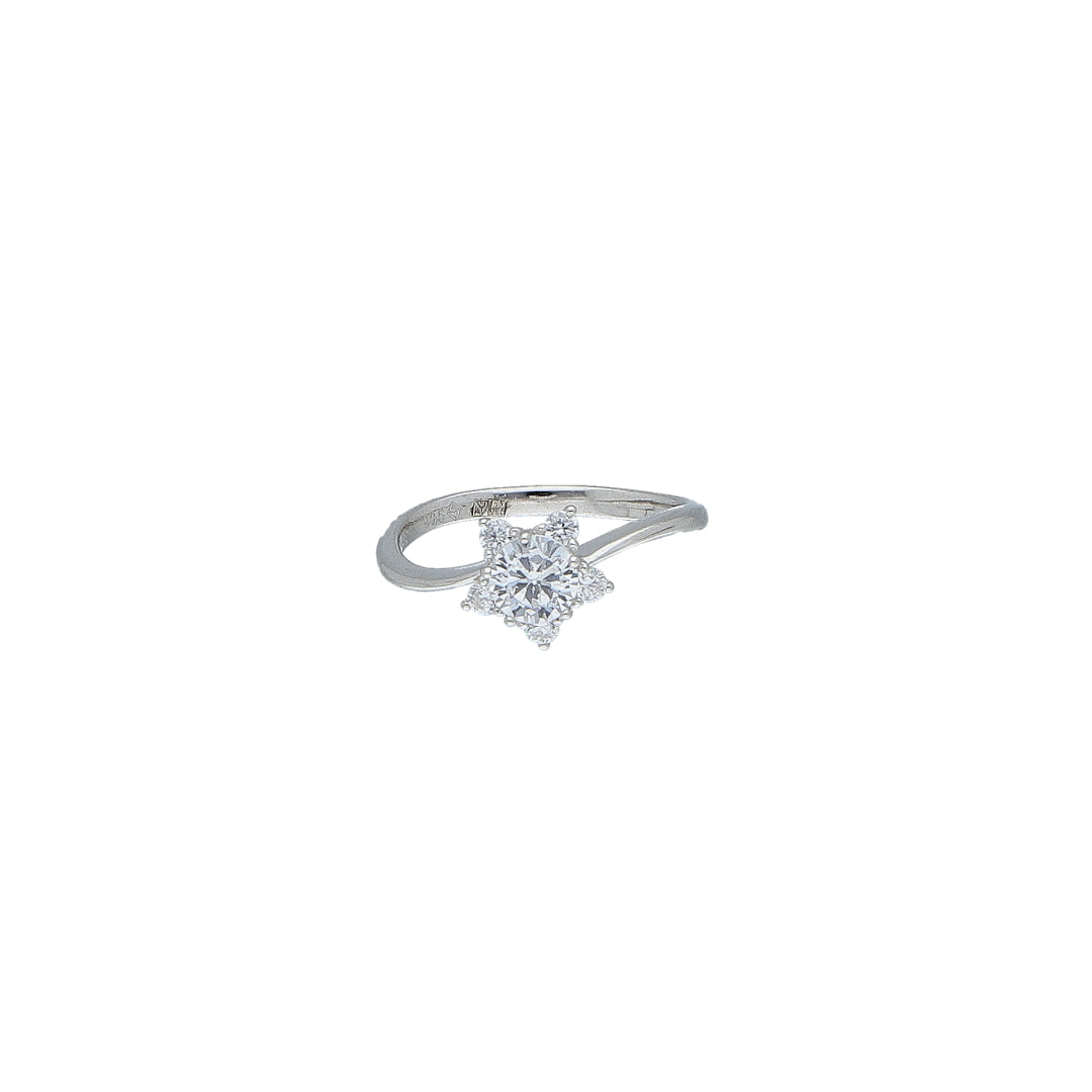 Sterling Silver 925 Star Solitaire Ring - FKJRNSL10971