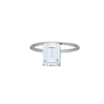 Sterling Silver 925 Square Solitaire Ring - FKJRNSL10972