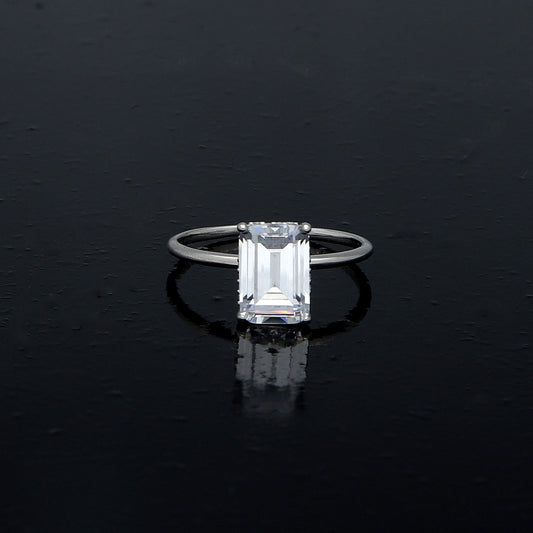 Sterling Silver 925 Square Solitaire Ring - FKJRNSL10972