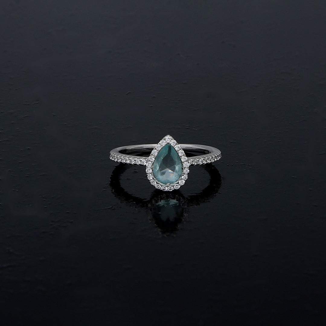 Sterling Silver 925 Blue Aqua Stone Ring - FKJRNSL10975