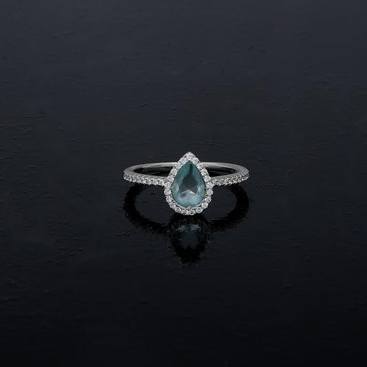 Sterling Silver 925 Blue Aqua Stone Ring - FKJRNSL10975