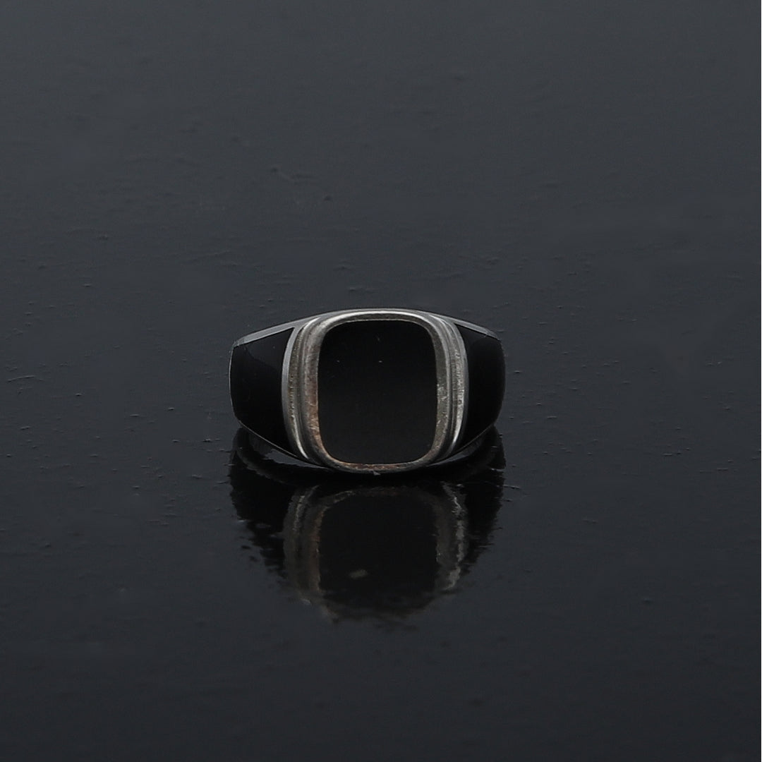 Sterling Silver 925 Square Black Onyx Ring - FKJRNSL10978