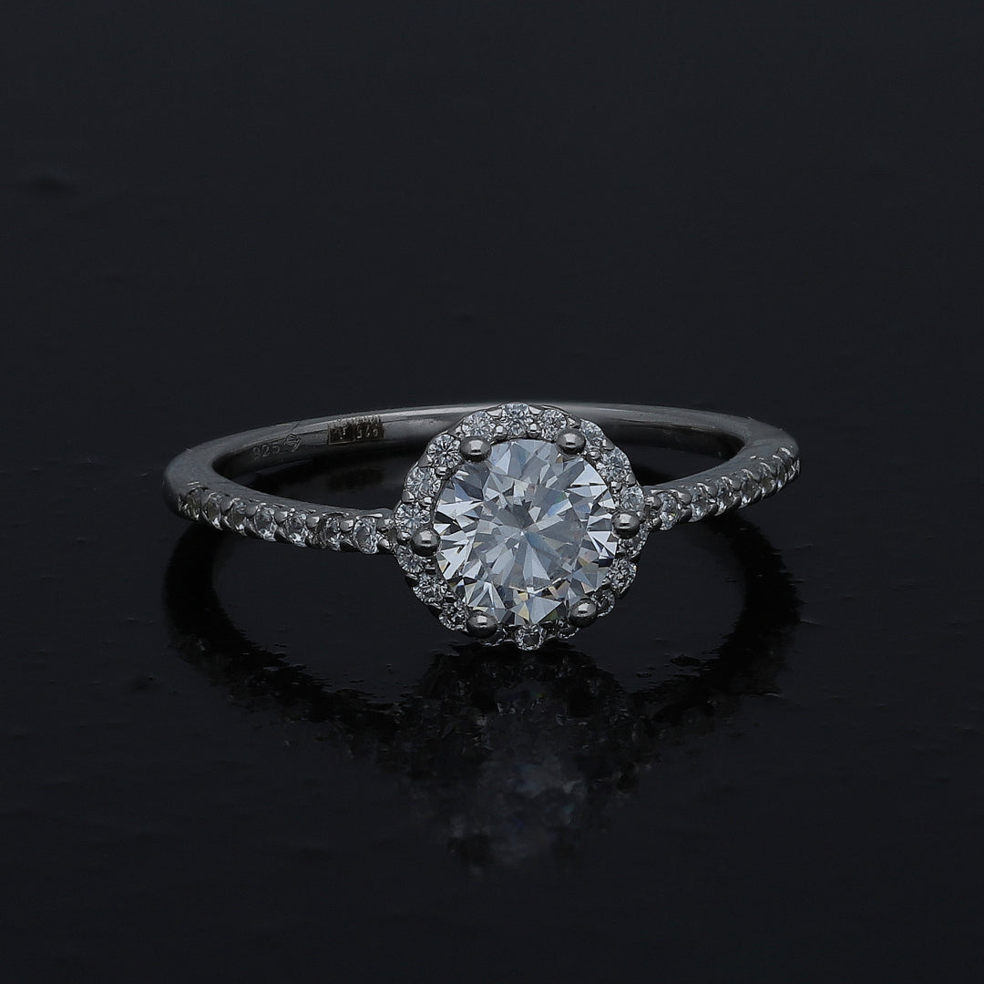 Sterling Silver 925 Luxe Halo Ring - FKJRNSL10981