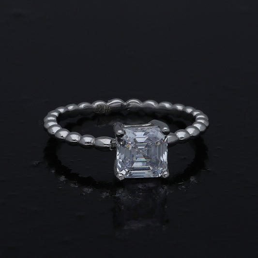 Sterling Silver 925 Classic Square-Cut Ring - FKJRNSL10982