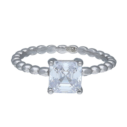 Sterling Silver 925 Classic Square-Cut Ring - FKJRNSL10982