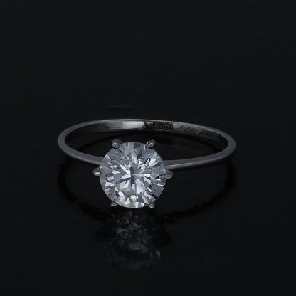 Sterling Silver 925 Round Solitaire Ring - FKJRNSL10984