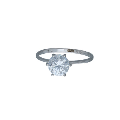 Sterling Silver 925 Round Solitaire Ring - FKJRNSL10984