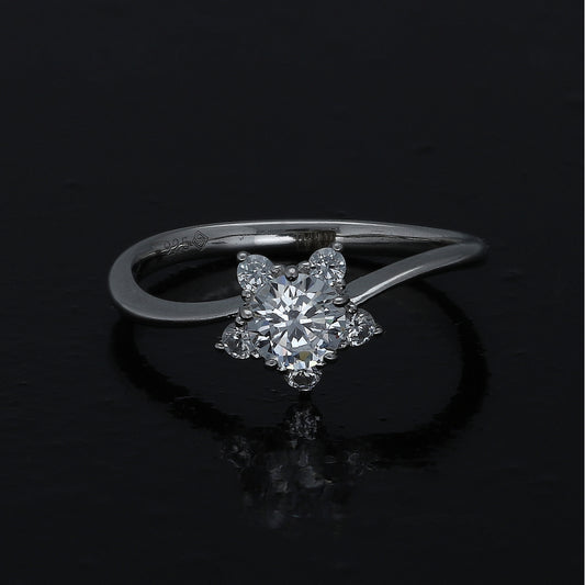 Sterling Silver 925 Star Halo Ring - FKJRNSL10986