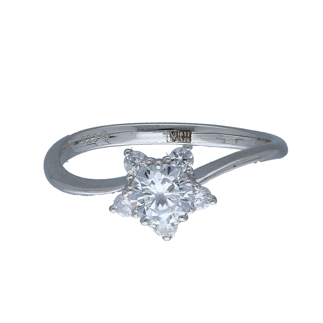 Sterling Silver 925 Star Halo Ring - FKJRNSL10986