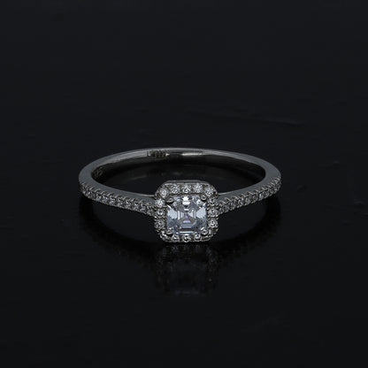 Sterling Silver 925 Square Center Halo Ring - FKJRNSL10987