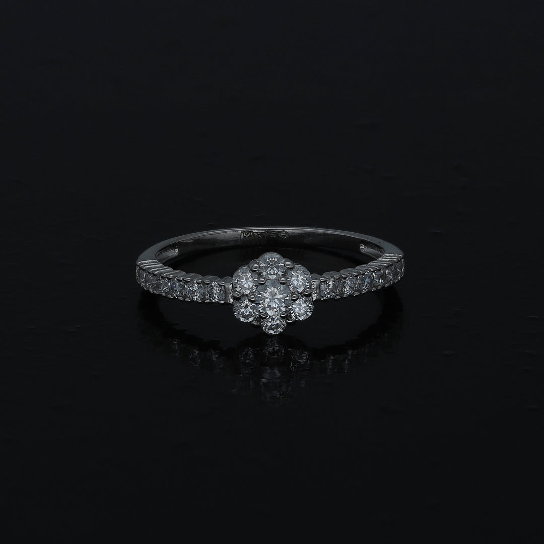 Sterling Silver 925 Floral Cluster Ring - FKJRNSL10989