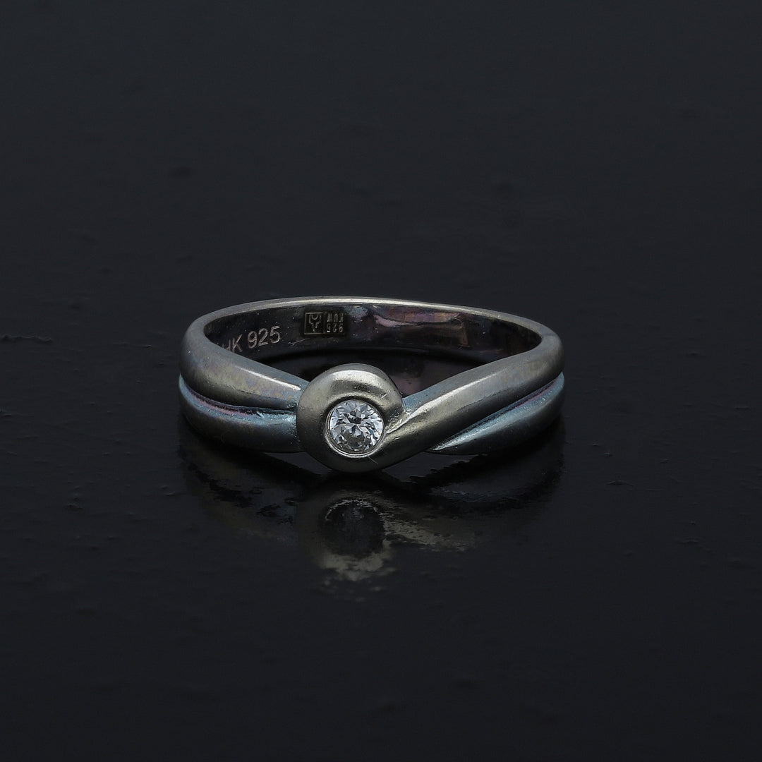 Sterling Silver 925 Round Bezel Ring - FKJRNSL10993