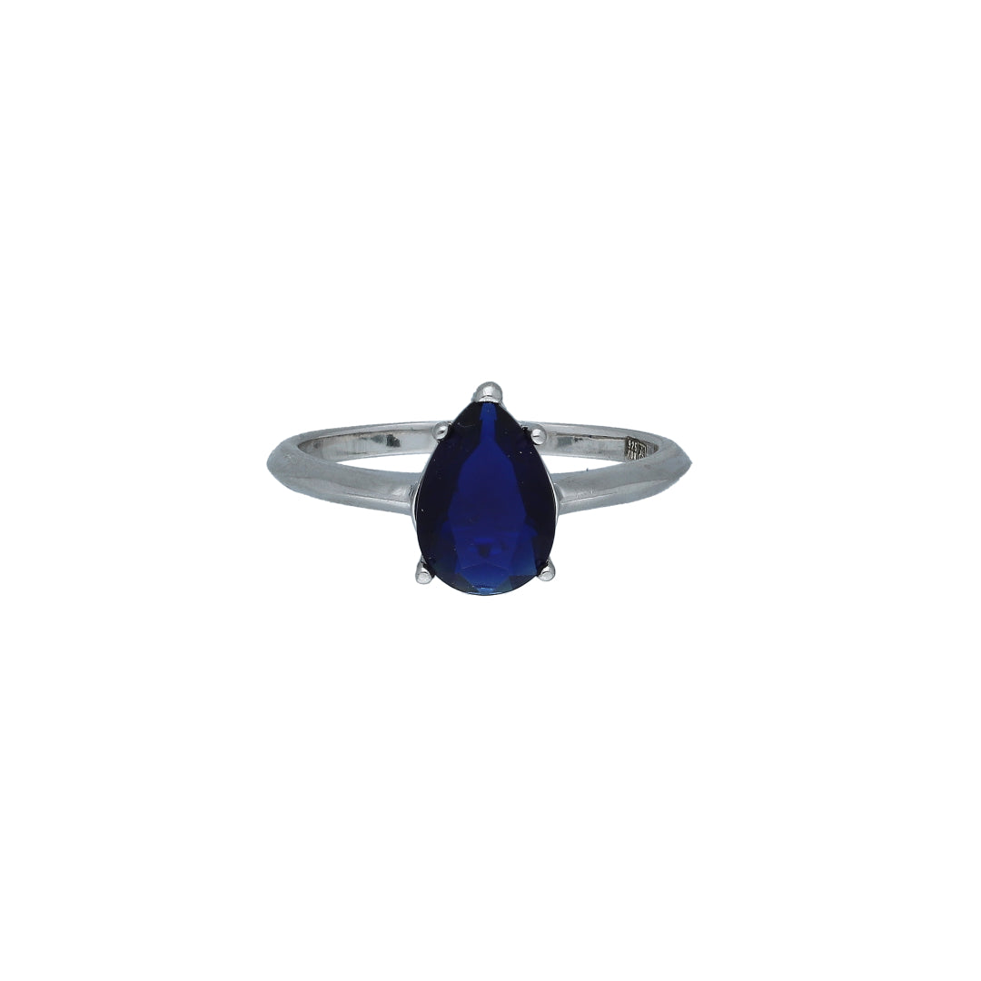 Sterling Silver 925 Teardrop Blue Ring - FKJRNSL10998