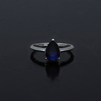 Sterling Silver 925 Teardrop Blue Ring - FKJRNSL10998
