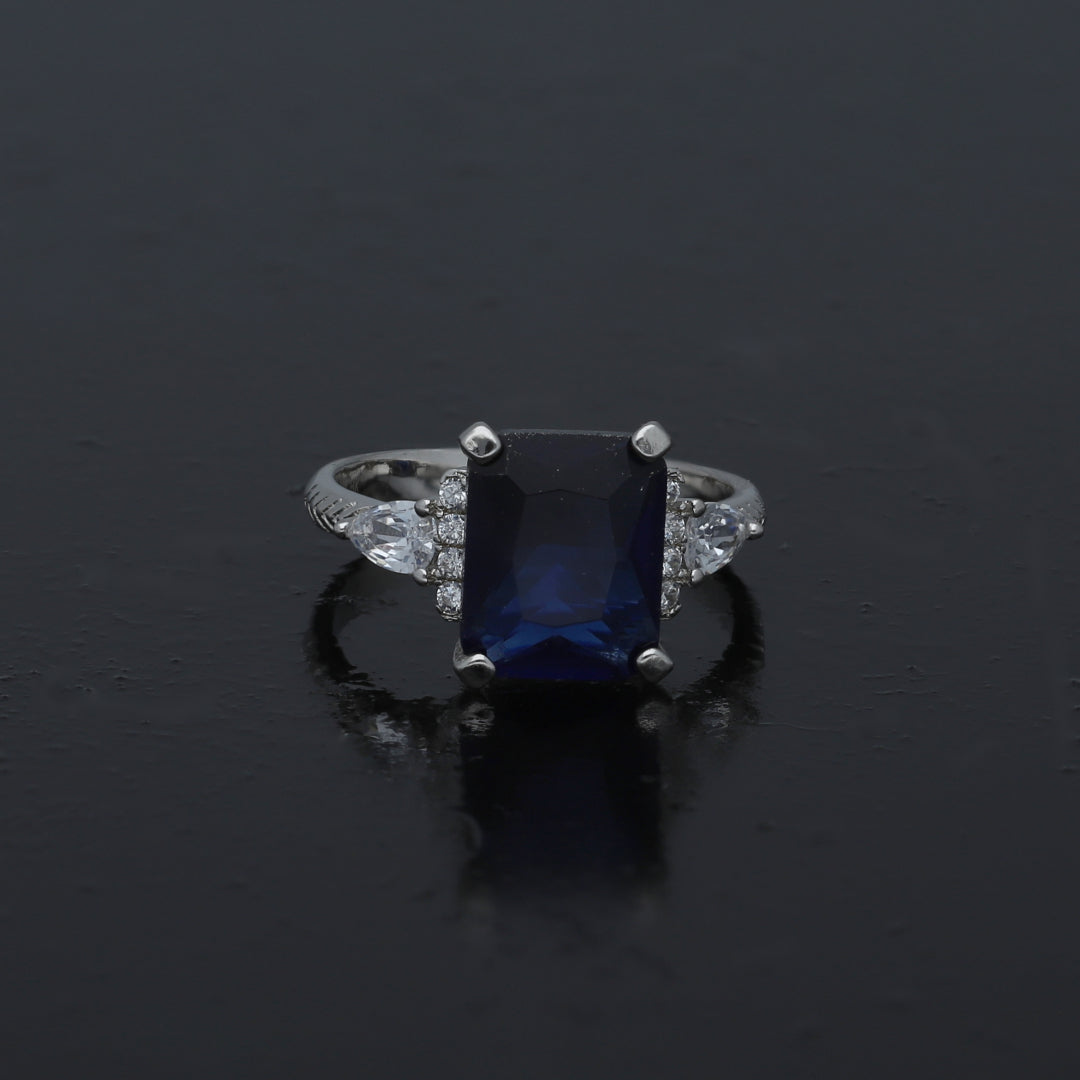 Sterling Silver 925 Blue Center Ring - FKJRNSL11000