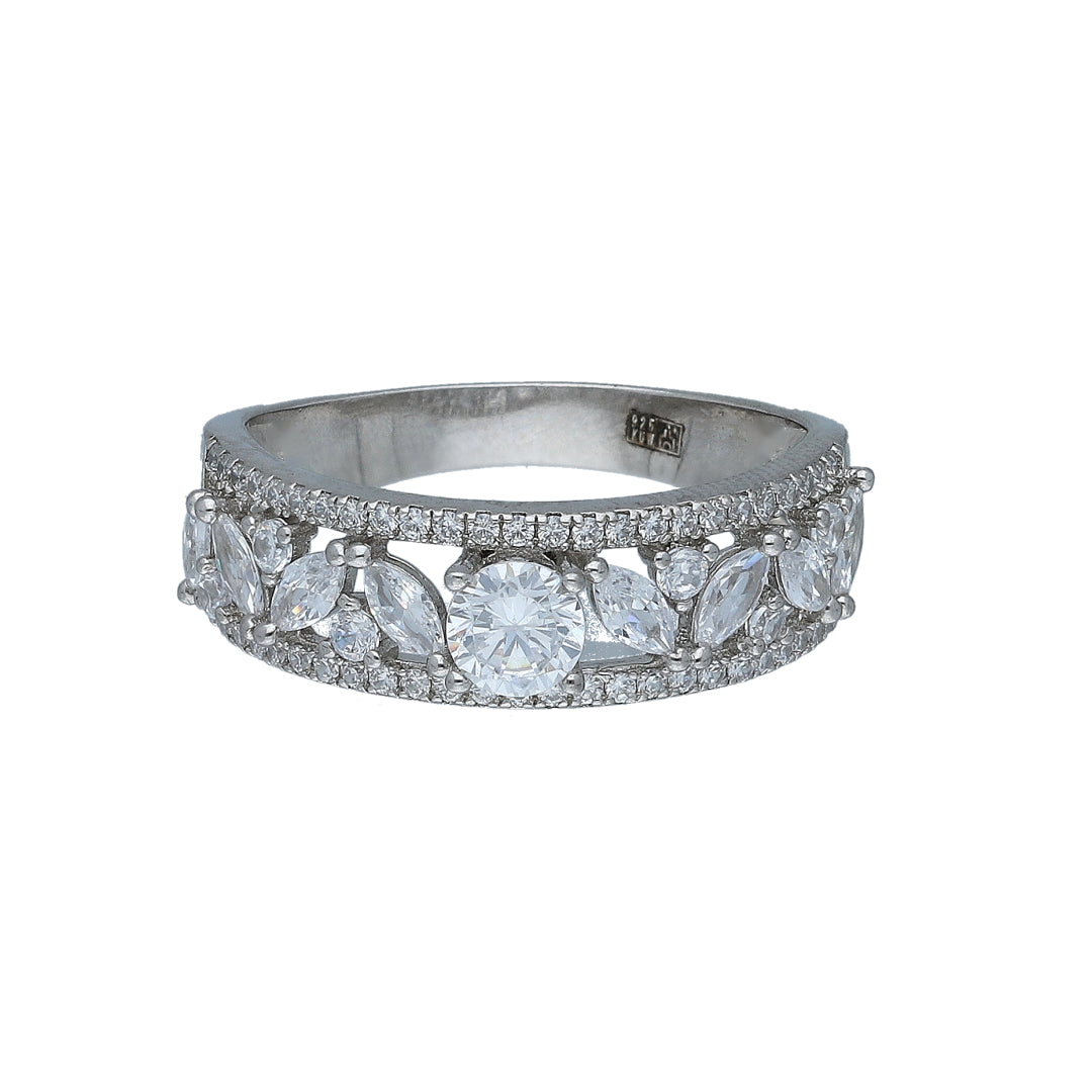 Sterling Silver 925 Sparkle Band Ring - FKJRNSL11009