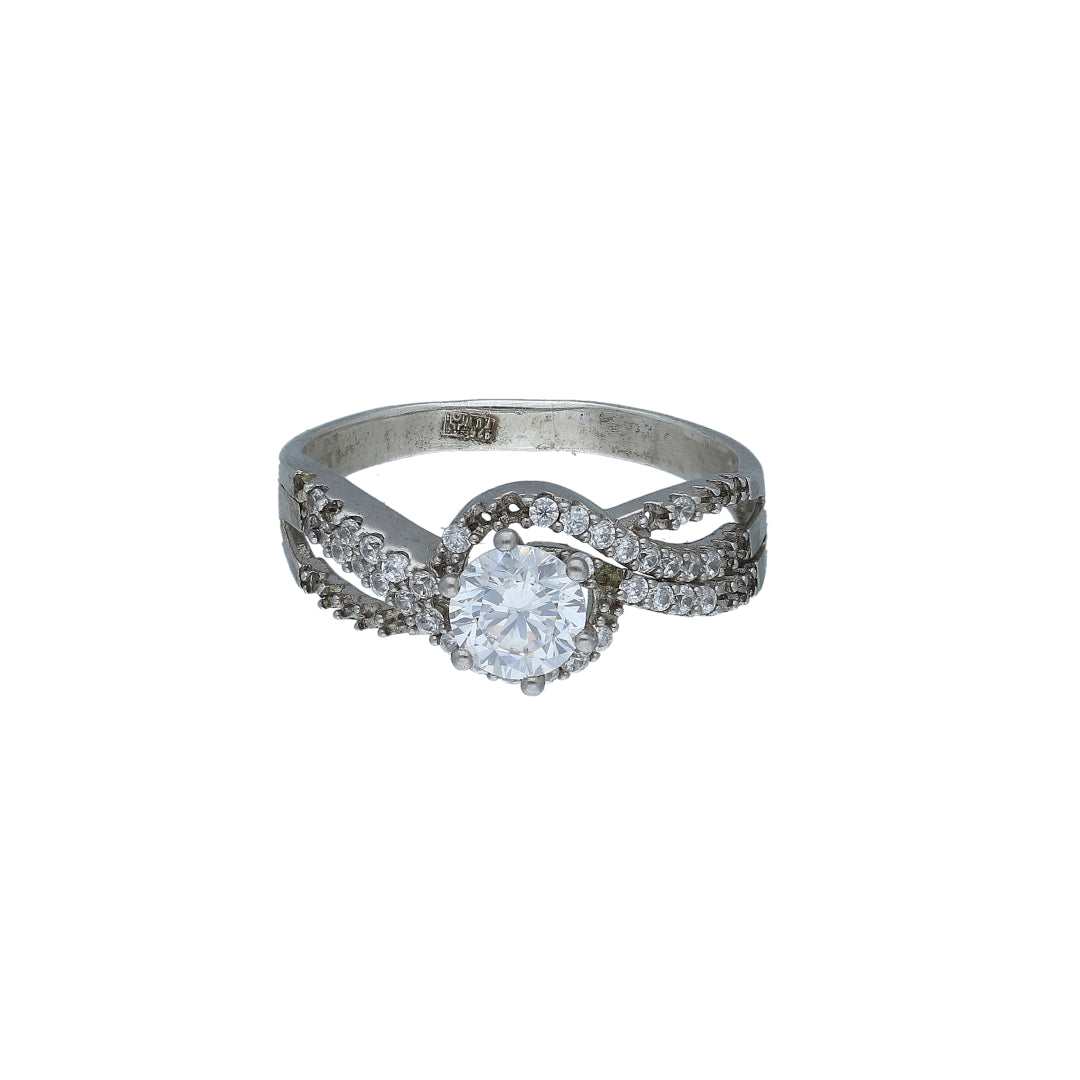 Sterling Silver 925 Round Center Stone Ring - FKJRNSL11017
