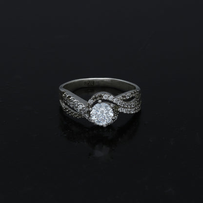 Sterling Silver 925 Round Center Stone Ring - FKJRNSL11017