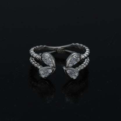 Sterling Silver 925 Braided Cuff Style Ring - FKJRNSL11023