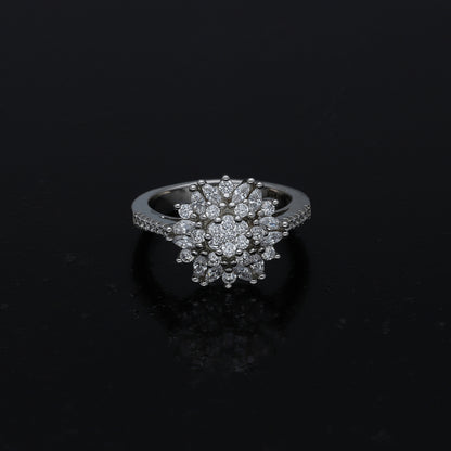 Sterling Silver 925 Flower Pave Ring - FKJRNSL11032
