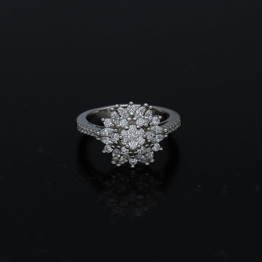 Sterling Silver 925 Flower Pave Ring - FKJRNSL11032