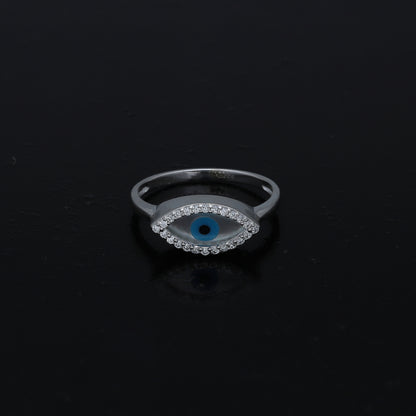 Sterling Silver 925 Evil Eye Crystal Ring - FKJRNSL11033