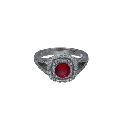 Sterling Silver 925 Crimson Center Ring - FKJRNSL11035