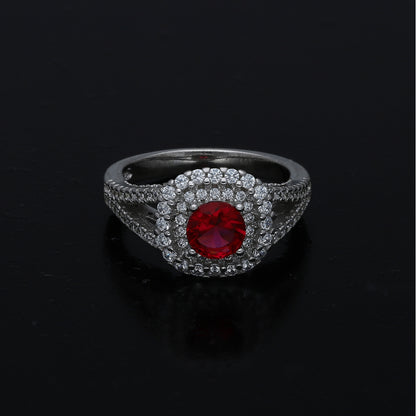 Sterling Silver 925 Crimson Center Ring - FKJRNSL11035