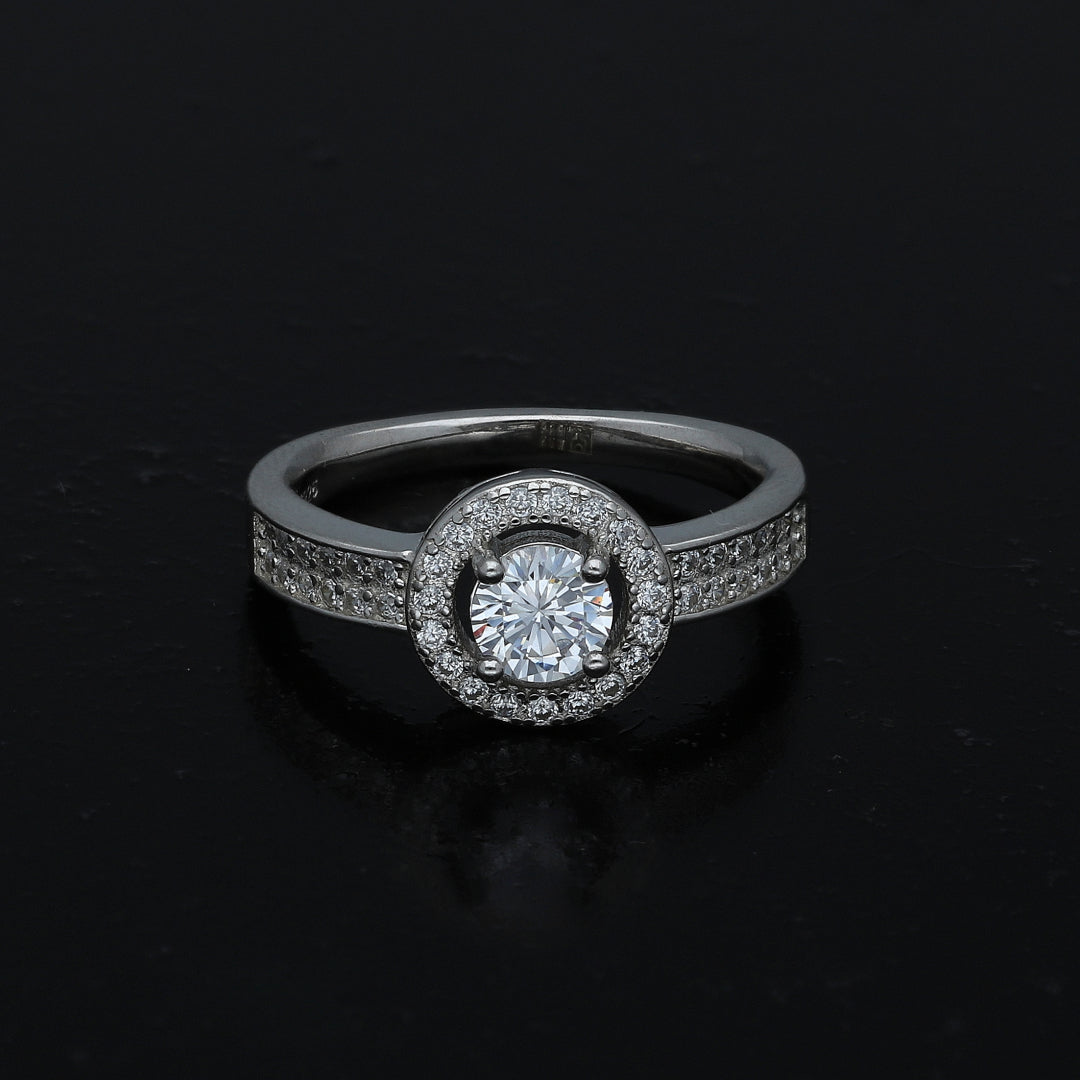 Sterling Silver 925 Classic Halo Ring - FKJRNSL11037