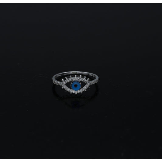 Sterling Silver 925 Sparkle Evil Eye Ring - FKJRNSL11038