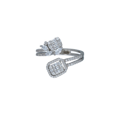 Sterling Silver 925 Crystal Open Ring - FKJRNSL11040