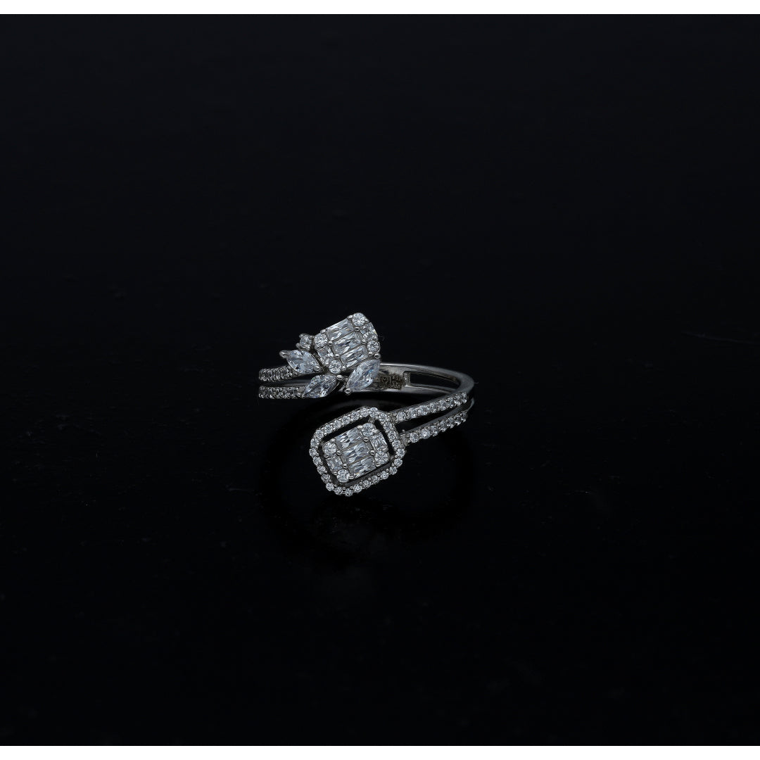 Sterling Silver 925 Crystal Open Ring - FKJRNSL11040