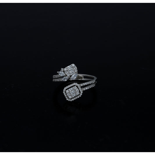 Sterling Silver 925 Crystal Open Ring - FKJRNSL11040