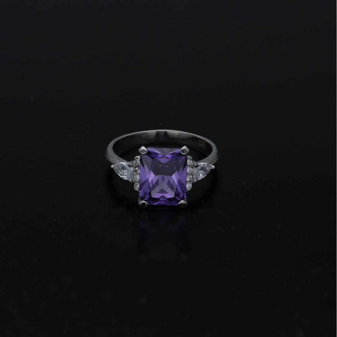 Sterling Silver 925 Purple Center Ring - FKJRNSL11043
