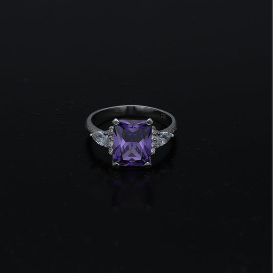 Sterling Silver 925 Purple Center Ring - FKJRNSL11043