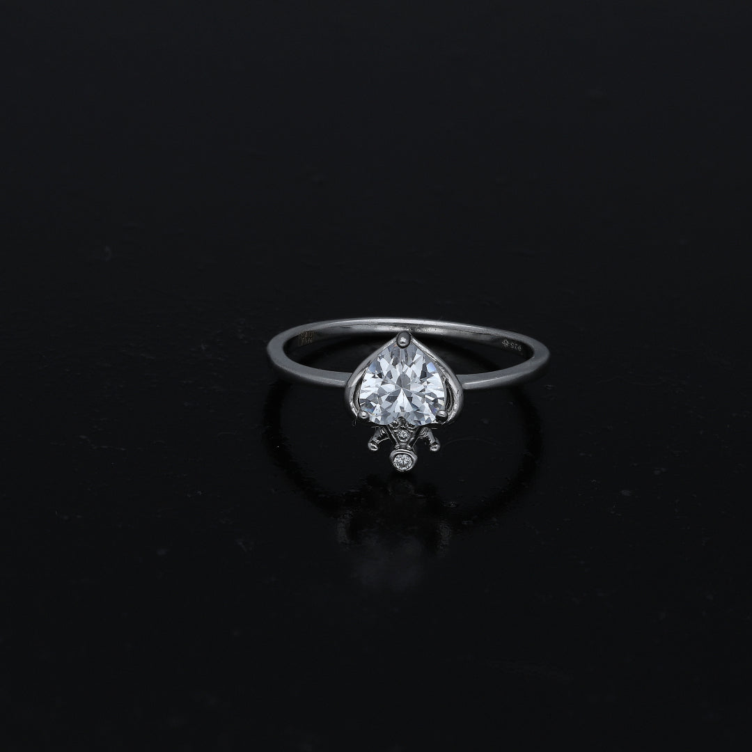 Sterling Silver 925 Crowned Heart Ring - FKJRNSL11051