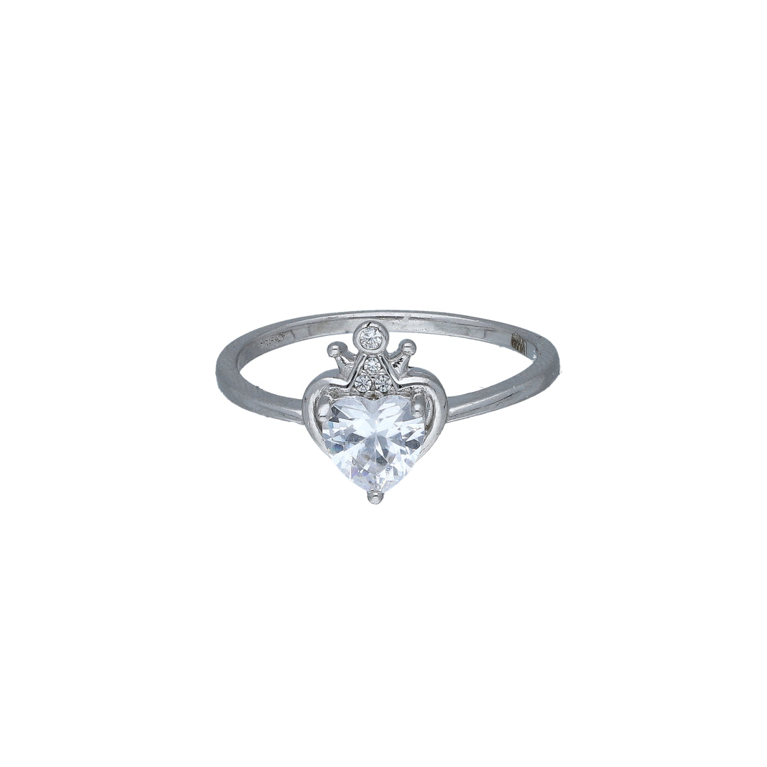 Sterling Silver 925 Crowned Heart Ring - FKJRNSL11051