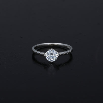 Sterling Silver 925 Engraved Solitaire Ring - FKJRNSL11058