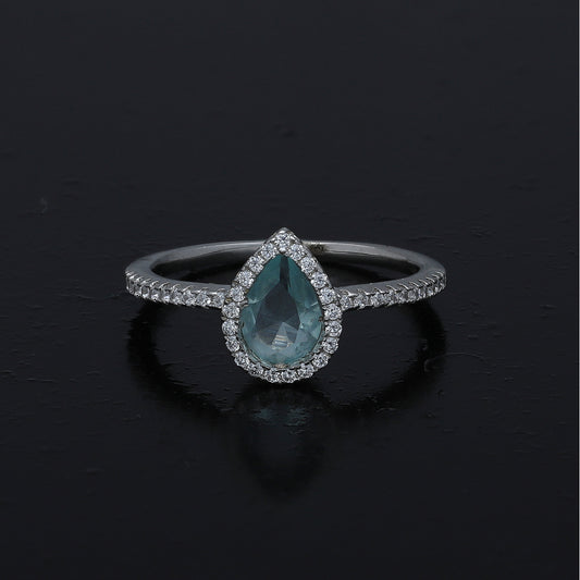 Sterling Silver 925 Pear Solitaire Ring - FKJRNSL11059