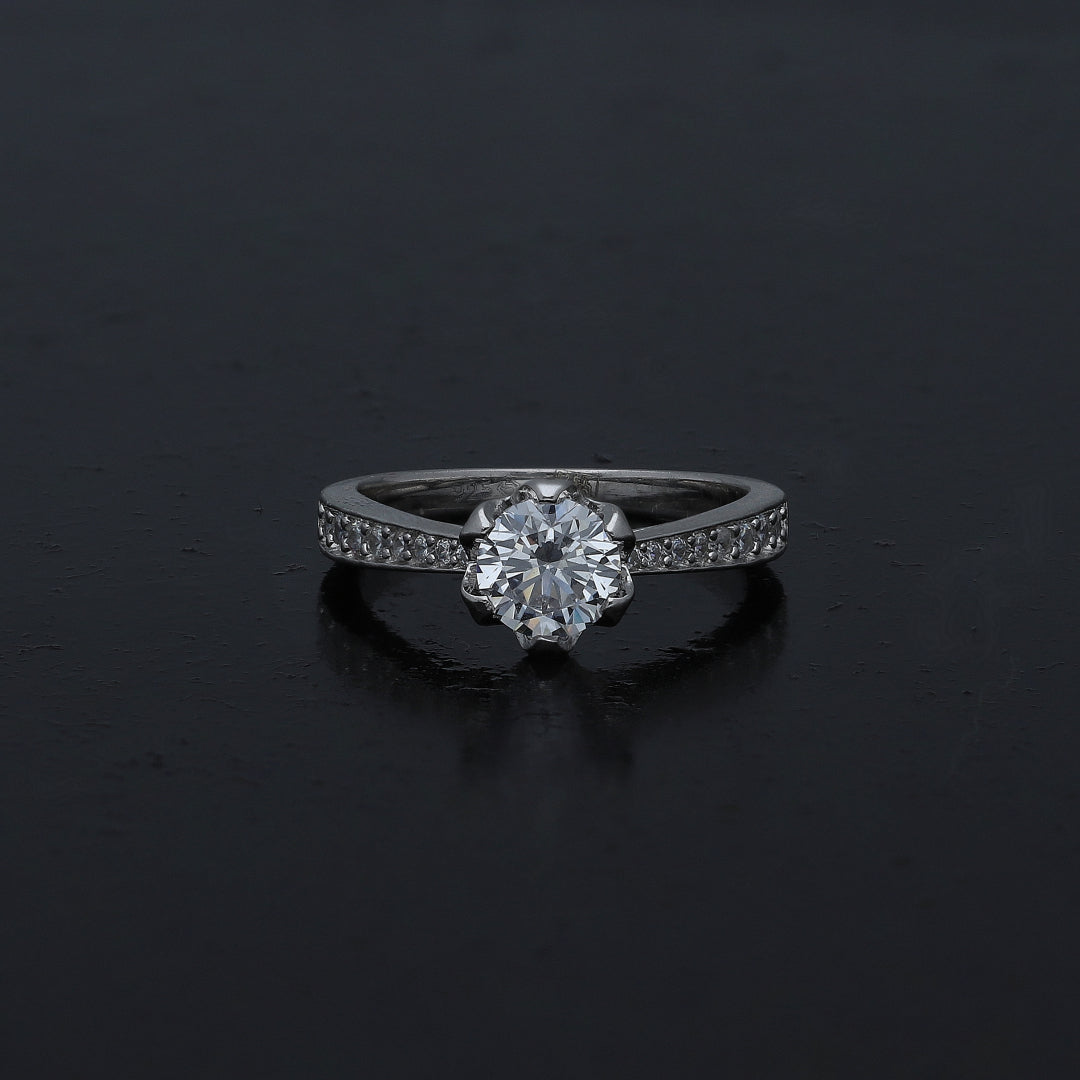 Sterling Silver 925 Classic Solitaire Ring - FKJRNSL11063