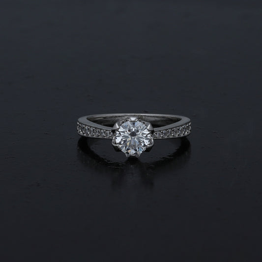 Sterling Silver 925 Classic Solitaire Ring - FKJRNSL11063