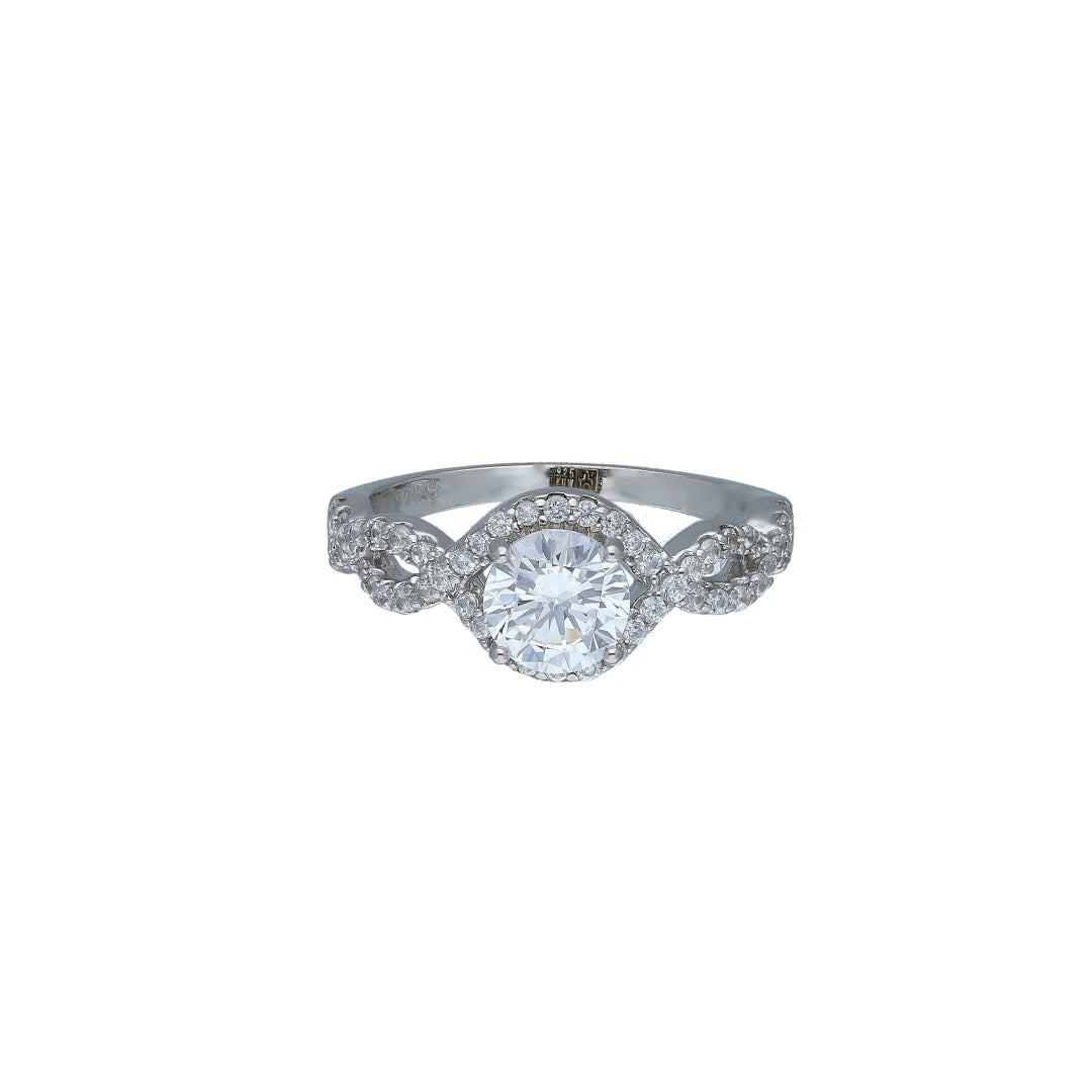 Sterling Silver 925 Twisted Solitaire Ring - FKJRNSL11069