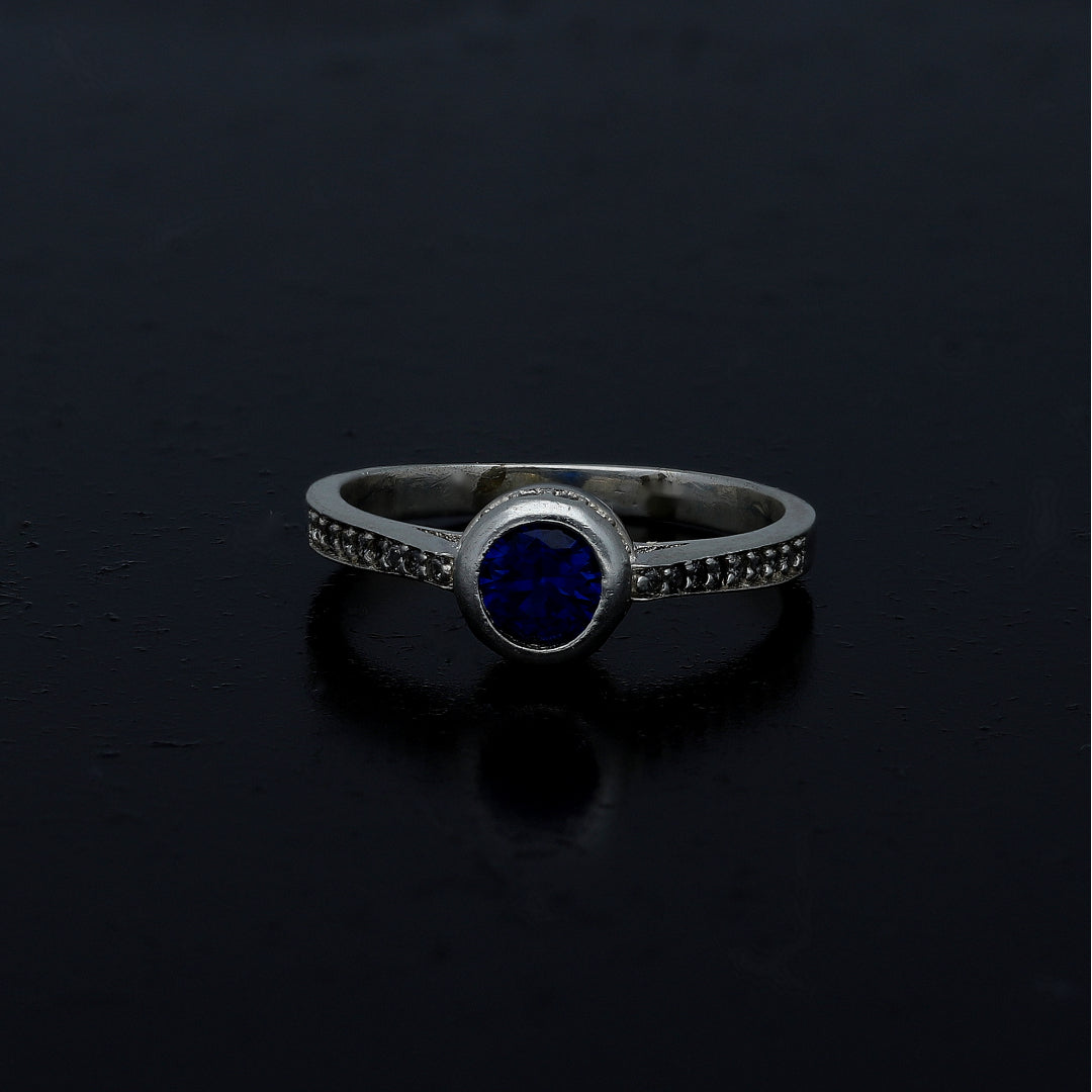 Sterling Silver 925 Blue Center Ring - FKJRNSL11074