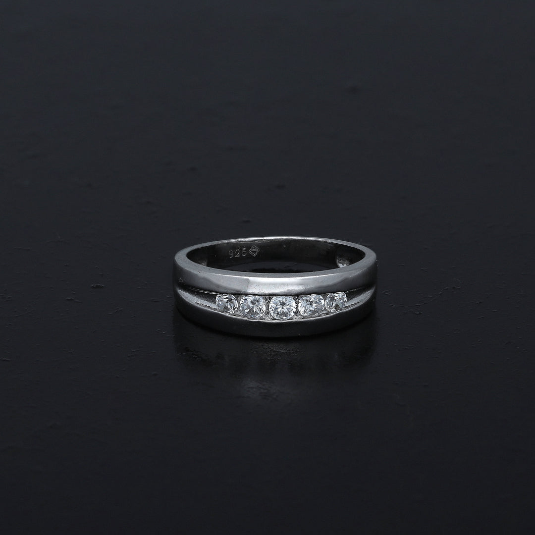 Sterling Silver 925 Channel Band Ring - FKJRNSL11077