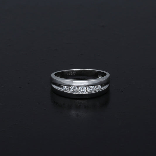 Sterling Silver 925 Channel Band Ring - FKJRNSL11077