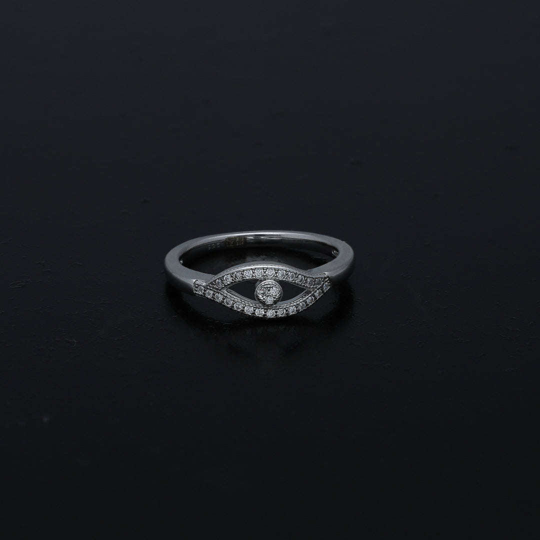 Sterling Silver 925 Eye Shaped Ring - FKJRNSL11079